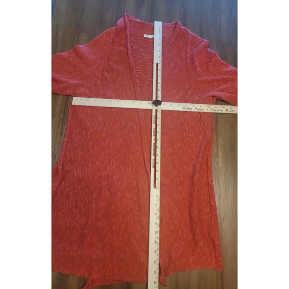Eileen Fisher Red Linen Blend Open Front Cardigan L EUC 3/4 Sleeve Casual - Picture 7 of 8